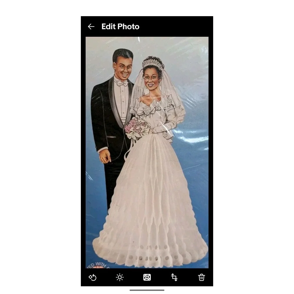 90s Wedding Centerpiece African American Bride & Groom Honeycomb NOS Beistle Vtg